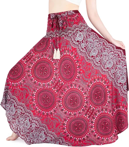Vista 19 de Lannaclothesdesign - Falda larga para mujer de estilo bohemio, gitano, hippie, ropa de falda boho Rosa doble negra