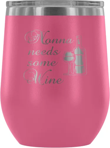 Vista 8 de Nonna Needs Some Wine - Vaso de vino aislado con tapa, vaso de vino de acero inoxidable sin tallo de 12 onzas, taza de viaje aislada al vacío