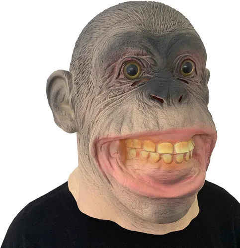 Vista 6 de Máscara de mono divertido de animal gorila espeluznante Halloween Cosplay látex aterrador realista máscara extraña para adultos