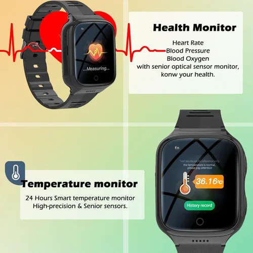 Vista 5 de Ancianos 4G GPS Smart Watch Impermeable Senior Seguimiento en tiempo real Teléfono Videollamada SOS Alarma de emergencia Mensaje de voz Geo-Fence