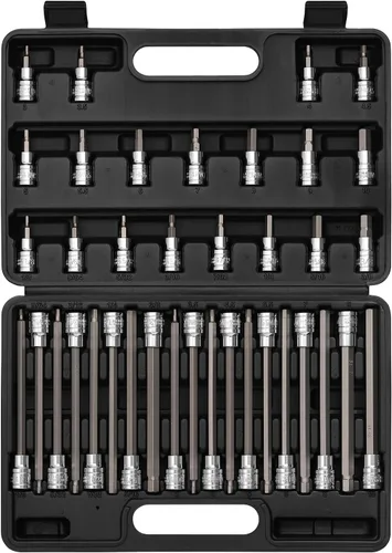 Vista 7 de EMENTOL 10 piezas 3/8" impulsor juego de vasos largos con punta hexagonal, CR-V, acero S2, SAE, longitud 5.9 pulgadas, juego de vasos hexagonales