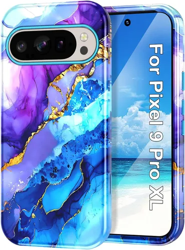 Vista 20 de Btscase Funda para Google Pixel 9 Pro 2024 [grado militar a prueba de golpes] elegante patrón de mármol delgado protector 3 capas de policarbonato