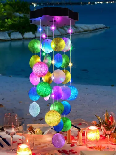 Vista 10 de Toodour Campanillas de viento solares para exteriores, conchas, regalos de luz para mamá, abuela, mujeres, esposa, niñas, luz móvil decorativa solar