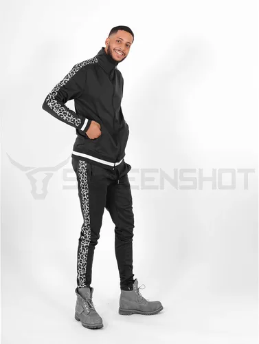 Vista 2 de SCREENSHOT Print TIE DYE Men Premium Streetwear Urban Track Pants - Modern Fit P11004-negro/leopardo