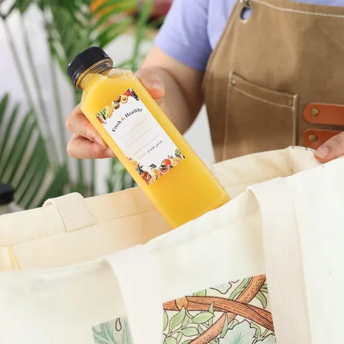 Vista 6 de Moretoes - 8 unidades de botellas de jugo de 16 onzas, botellas de plástico con tapas, botellas reutilizables para jugos para bebidas, batidos