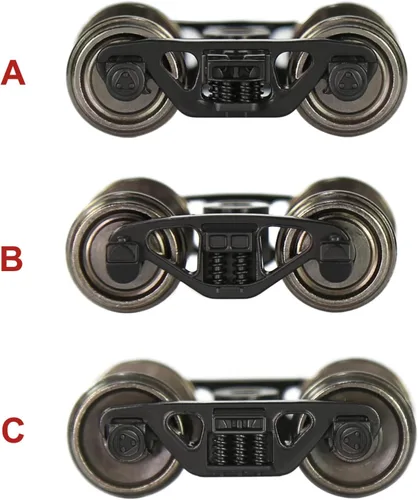 Vista 6 de 4pcs HO Escala 1:87 Camión de rodamiento de rodillos 36" Metal DC Ruedas 3-Springs Bogies HP3387