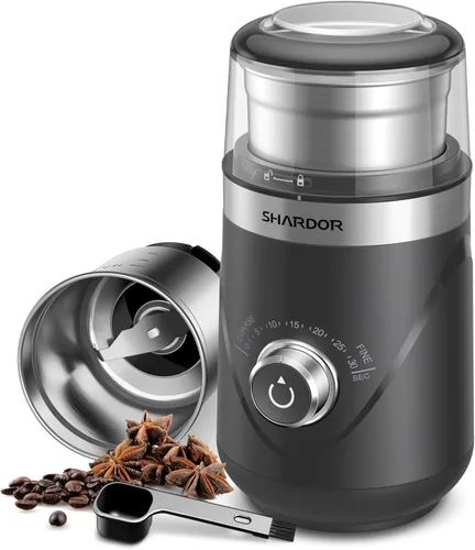 Vista 13 de SHARDOR Molinillo de café eléctrico de hoja súper silenciosa, perilla giratoria de control de molienda temporizada, ajustable grueso a fino