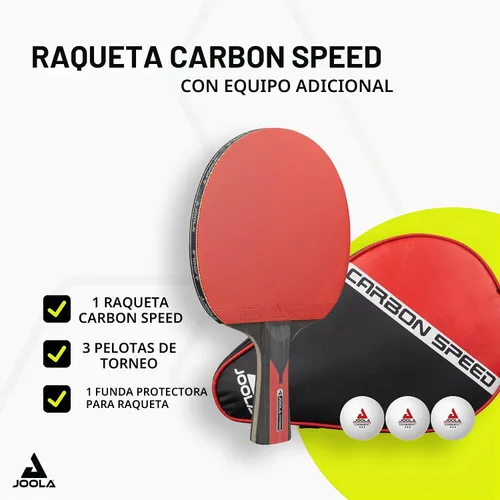 Vista 2 de JOOLA Infinity Carbon Professional Table Tennis Paddle with Cover – Ergonomic Comfort Grip - ITTF Approved Rubbers - Competition Paddle for Powerful