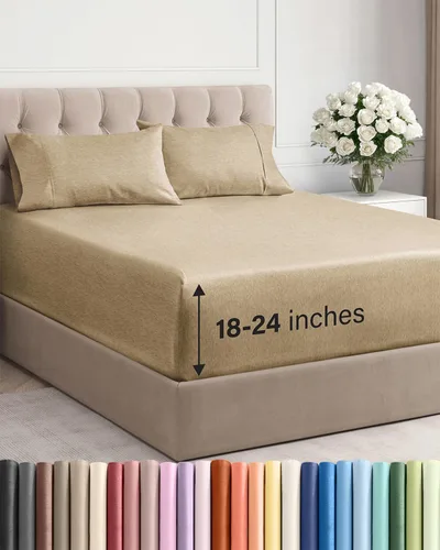 Vista 19 de Sábanas individuales de bolsillo extra profundo, sábanas transpirables y refrescantes de 3 piezas, juego de sábanas de lujo para hotel, suaves, sin