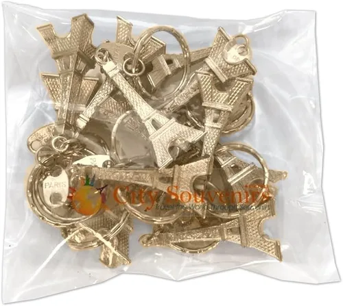 Vista 2 de 24pcs/lot oro lindo adorable 3D torre Eiffel llavero, recuerdo francés Paris llavero, Oro