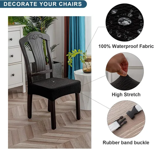 Vista 2 de Genina Fundas de asiento impermeables para sillas de comedor, fundas impermeables para sillas de comedor
