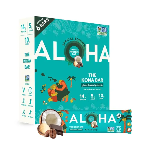 Vista 10 de ALOHA Barras de Proteína Orgánicas a Base de Plantas - Paquete de Variedad de 6 Sabores - 12 Unidades, Barras de 1.9oz - Aperitivos Veganos, Bajo