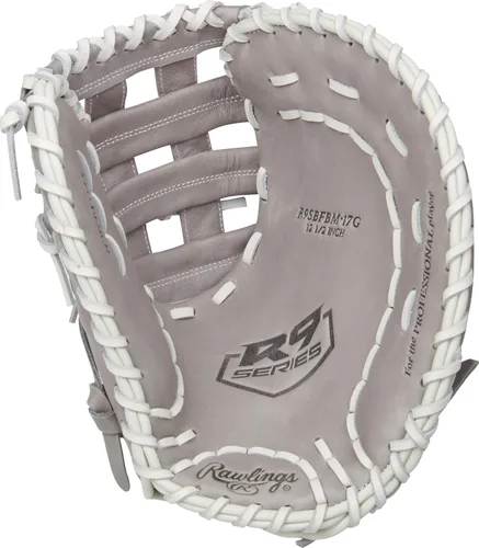 Vista 3 de Rawlings Guantes de sóftbol R9 Fastpitch Tamaños 11.5 a 13 pulgadas Múltiples estilos Gris Web Pro H modificada