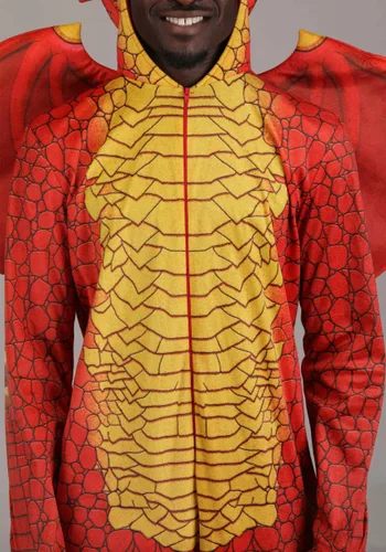 Vista 3 de Disfraz Deluxe de Dragón Rojo para Adulto Multicolor