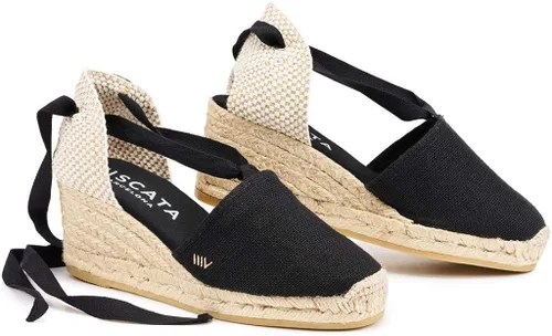 Vista 3 de Viscata Escala Espadrille Canvas Wedges with Sleek Ankle Laces Women's Lace Up shoes Handmade in Spain Organic Cotton Canvas and 100% Natural Jute