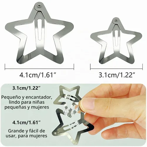 Vista 2 de GKETN 10 pinzas para el cabello de estrella de 1.22 pulgadas, pasadores