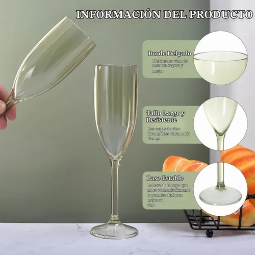 Vista 3 de XUWAIDSGN Copas de vino de plástico reutilizables, 10 unidades, copas de vino de plástico vintage a granel, copas de bar de mimosa, copas de barra