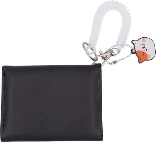 Vista 4 de Eilova Orityle Bonita cartera de gato para niñas y adolescentes, niños y mujeres, delgada de tres pliegues, tarjetero organizador con colgante