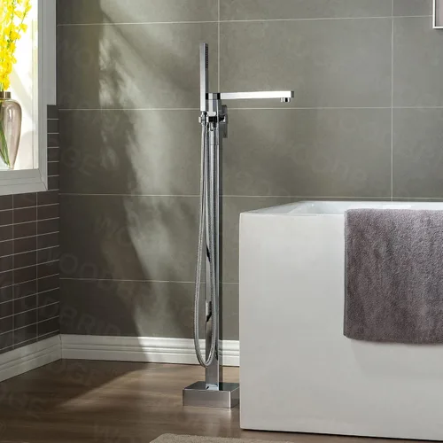 Vista 15 de WOODBRIDGE F0008BG - Grifo de llenado de bañera independiente de una sola manija contemporánea con ducha de mano en acabado dorado cepillado