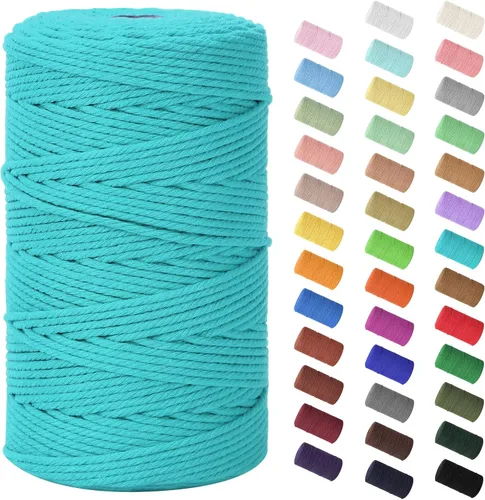 Vista 157 de Cuerda de macramé de 0.079 in x 220 yardas (656 pies), cuerda de algodón natural para colgar en la pared, ganchos de plantas, manualidades Verde