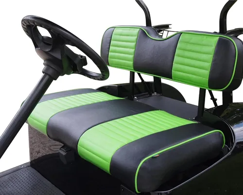 Vista 23 de Cubiertas de asiento delantero para carrito de golf EZGO Medalist, TXT 1994-2013 de Huskey, ajuste personalizado, estilo plisado negro, vinilo