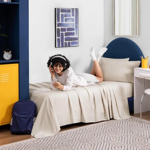 Vista 2 de Juego de sábanas tamaño individual XL de 4 piezas con 2 fundas de almohada envolventes, sábanas de microfibra suave de bolsillo profundo