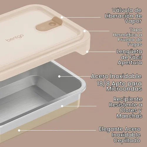 Vista 6 de Bentgo MicroSteel Heat & Eat - Contenedor de acero inoxidable a prueba de fugas Microwave-Safe, Airtight, Easy to Clean, Lightweight Food Storage