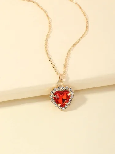 Vista 2 de Verdusa Collar con dije de corazón para mujer, cadena de eslabones