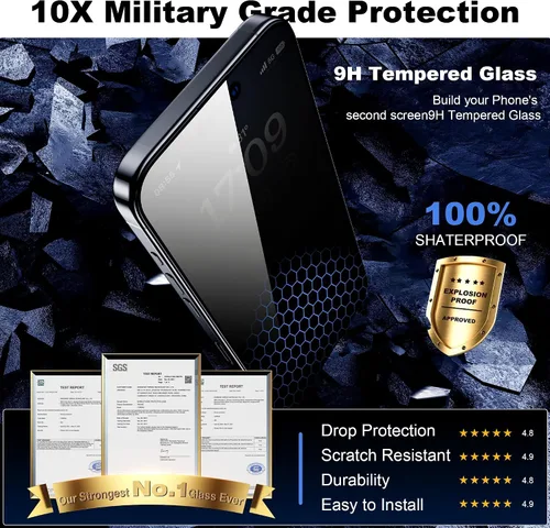 Vista 5 de WSKEN Protector de pantalla de privacidad para iPhone 14 Pro Max – [Eliminación automática de polvo] Pantalla de cobertura completa 2.5D Edge 28