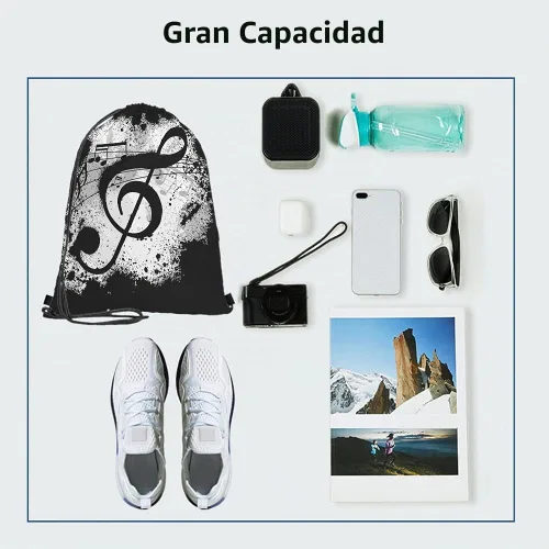 Vista 3 de Notas musicales Bolsas con cordón Mochila Bolsa de gimnasio Bolsa con cordón, Multi-a146, Mochilas de viaje