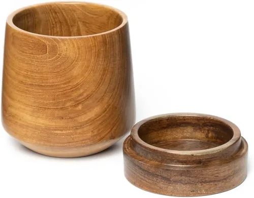 Vista 2 de Rainforest Bowls Juego de 4 cuencos de madera de Mushiwan de borde redondeado de Java con tapa, 4 pulgadas de diámetro, apto para el calor