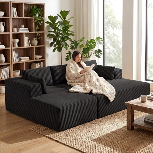 Vista 26 de Sofás seccionales sin estructura de 106 pulgadas para sala de estar, sofá modular en forma de L con asiento profundo de gran tamaño con chaise Beige