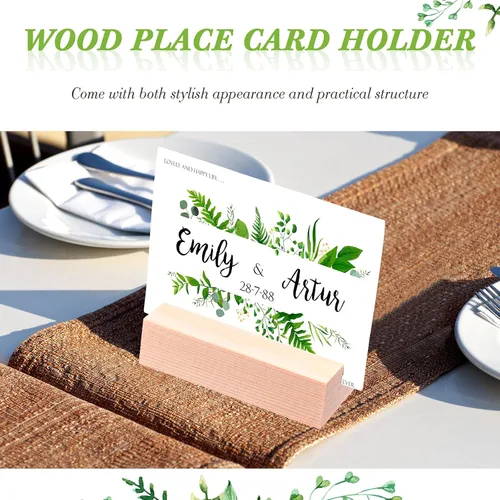 Vista 5 de 12 soportes de madera para colocar lugares de madera para letreros de mesa, soporte para tarjetas de identificación para decoración de eventos