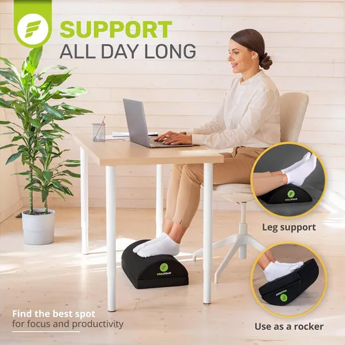 Vista 6 de ErgoFoam Reposapiés para debajo del escritorio de trabajo - Aprobado por quiroprácticos 2en1 ajustable Premium Reposapiés debajo del escritorio