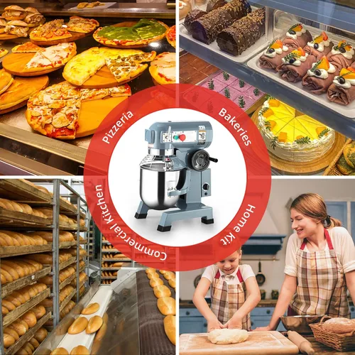 Vista 6 de Towallmark - Mezclador comercial de 15 cuartos de galón, mezclador comercial de alimentos de 600 W, 3 velocidades ajustables 130/233/415 rpm