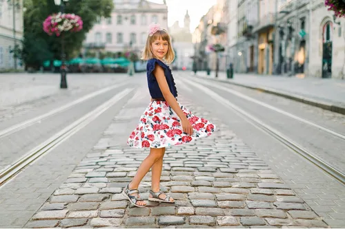 Vista 7 de YJ.GWL Vestido de niña de flores, vestido floral de mezclilla, vestidos de princesa para niñas, vestido blanco de primavera y verano, trajes