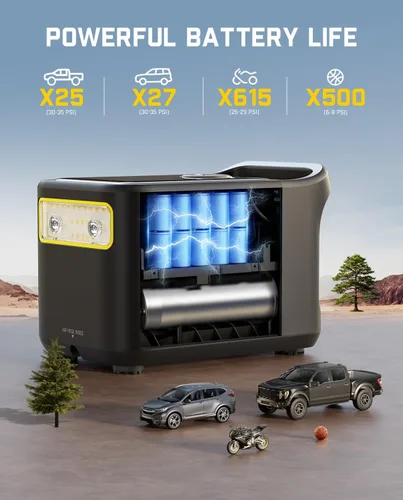 Vista 6 de Fanttik Inflador de neumáticos X9 ultra portátil para camioneta, RV Bomba de aire 3 en 1, estación de energía, linterna Inflador 6 veces más