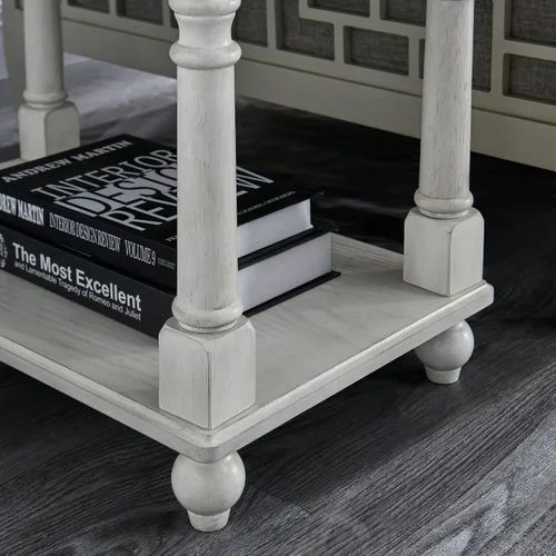 Vista 10 de Mesa auxiliar estrecha de madera maciza con cajón, mesa auxiliar de sofá con estantes de almacenamiento, mesa auxiliar delgada, teléfono