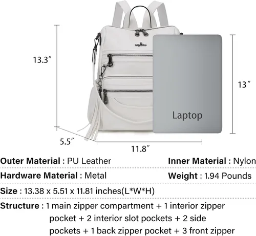 Vista 9 de Bolsos mochila monedero de piel sintética para mujer, bolsas con zíper, mochilas de hombro casuales