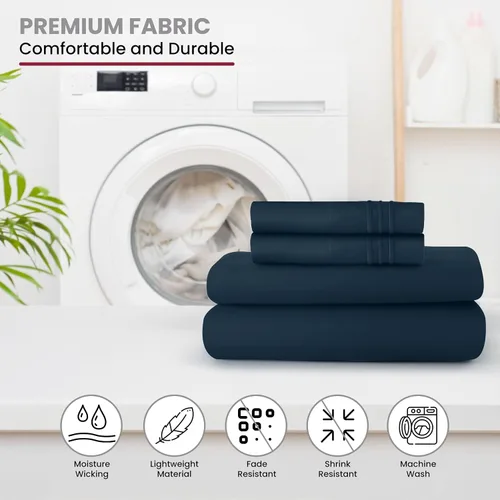 Vista 113 de LUX Décor - Juego de sábanas Twin de microfibra ultrasuave de 3 piezas con sábana encimera, sábana bajera de 16 pulgadas de profundidad y funda