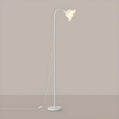Vista 4 de RUNNUP Lámpara de pie moderna, lámpara alta con forma de flor de 1 luz con pantalla acrílica, lámpara alta para sala de estar, dormitorio, Negro