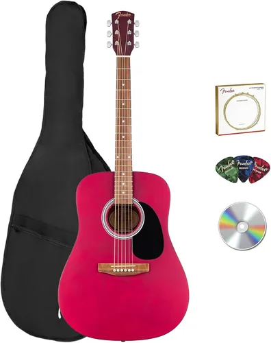 Vista 16 de Fender Guitarra acústica Dreadnought - Paquete natural con estuche, afinador, cuerdas, correa y púas