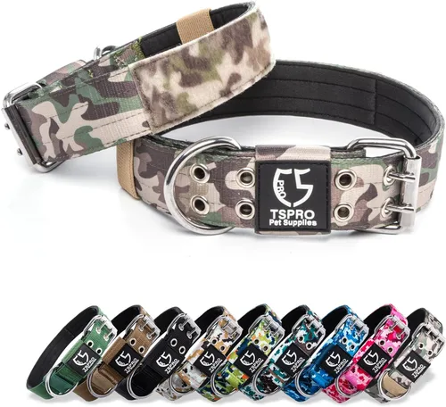 Vista 31 de TSPRO Collar Táctico para Perro de 1.25 Pulgadas de Ancho Collares Gruesos para Perro con Hebilla de Metal de Servicio Pesado, Duradero, Fuerte