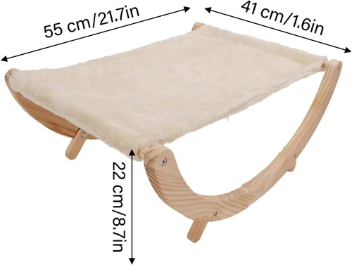 Vista 9 de Hamaca de madera para gatos, plegable y extraíble, transpirable y antideslizante, elevada para todas las estaciones, cama columpio adecuada