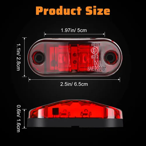 Vista 2 de 40 piezas de luces marcadoras de remolque de 2.5 pulgadas, 2 diodos, impermeables, selladas, luz de doble diana LED, kit de luces de remolque LED