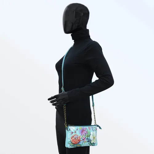 Vista 5 de Anuschka - Bolso cruzado de piel auténtica para mujer, con protección RFID, pintado a mano