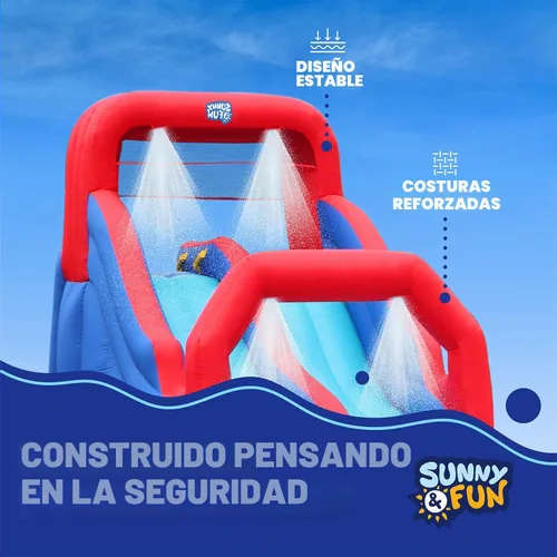 Vista 4 de SUNNY & FUN Parque acuático inflable del tobogán acuático del chapoteo Heavy-Duty Oxford Blow-Up Water Slides for Kids Backyard Climbing Walls