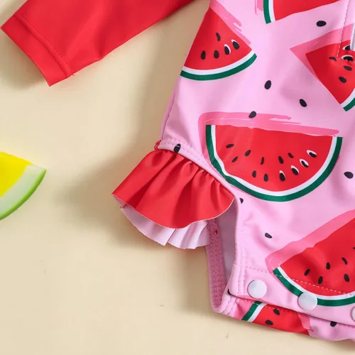 Vista 65 de Traje de baño de una pieza con cremallera de manga larga para bebé niña con gorro