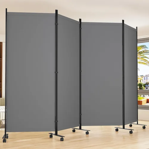 Vista 10 de Divisor de habitación de 34 pulgadas de ancho plegable con ruedas, 1 panel divisor de pared para separación de habitaciones