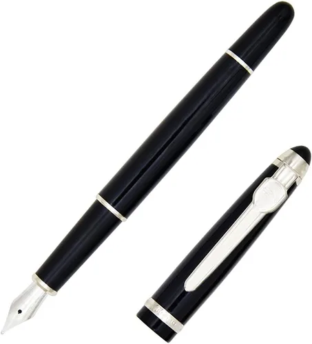 Vista 3 de Gullor Pluma estilográfica avanzada Jinhao 163 Executive Negro y Plata 18kgp Punta Media